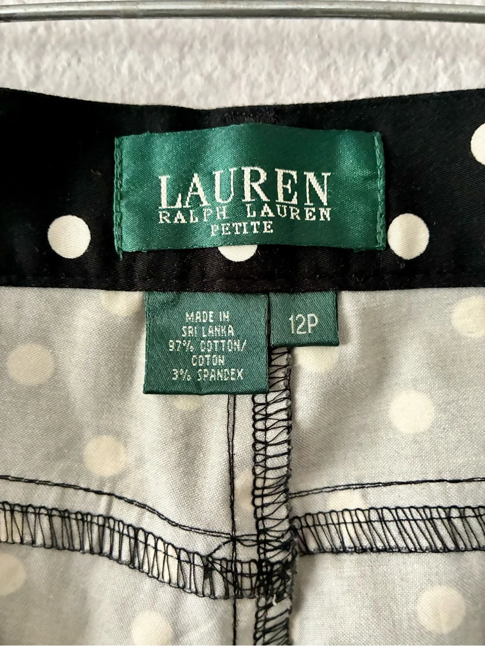 Lauren Ralph Lauren 12P Black Polka Dot Cropped Pants Business Casual Preppy EUC